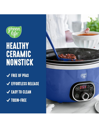 Olla de Cocción Lenta GreenLife 6QT Cerámica Antiadherente