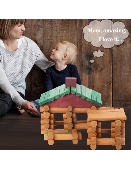 Juego de Construcción de Troncos de Madera Wondertoys 90 Piezas Juego de Construcción de Troncos de Madera Wondertoys 90 Piezas