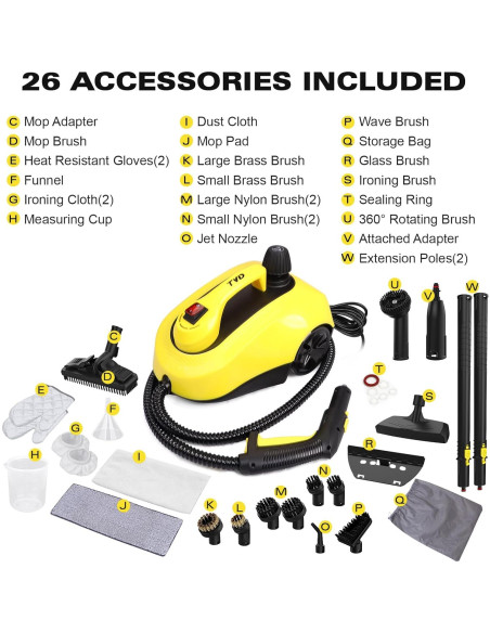 Limpiador a Vapor TVD 1.53L 26 Accesorios Amarillo Claro Limpiador a Vapor TVD 1.53L 26 Accesorios Amarillo Claro