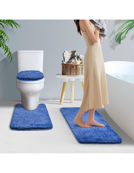 Juego de Alfombrillas de Baño 3 Piezas Baahrnom Azul Juego de Alfombrillas de Baño 3 Piezas Baahrnom Azul
