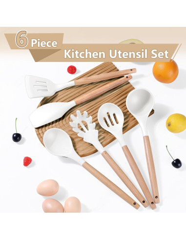 Juego de Utensilios de Cocina P&P CHEF 6 PZS Silicona Madera