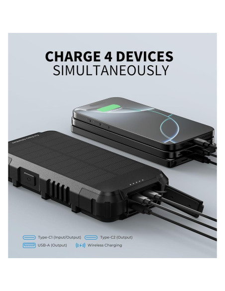 Cargador Solar Dexnor 27000mAh 65W PD3.0 Carga Rápida Cargador Solar Dexnor 27000mAh 65W PD3.0 Carga Rápida