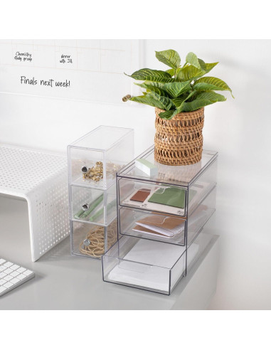 Organizador de Cocina mDesign con 3 Cajones Apilables - Transparente
