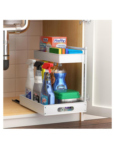 Organizador Bajo Fregadero Sorbus Blanco con Rieles Deslizantes