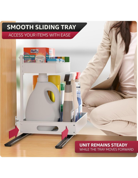 Organizador Bajo Fregadero Sorbus Blanco con Rieles Deslizantes Organizador Bajo Fregadero Sorbus Blanco con Rieles Deslizantes