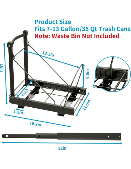 Organizador de Basura Ajustable Chenthrall 7-13 Galones Organizador de Basura Ajustable Chenthrall 7-13 Galones