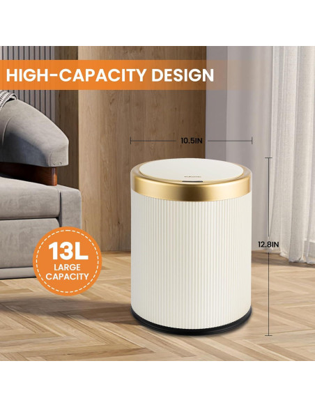 Basurero Automático Pukomc Beige 13.25L con Sensor de Movimiento Basurero Automático Pukomc Beige 13.25L con Sensor de Movimiento