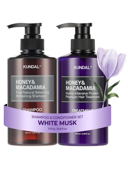 KUNDAL Set Champú y Acondicionador Almizcle Blanco 500ml KUNDAL Set Champú y Acondicionador Almizcle Blanco 500ml