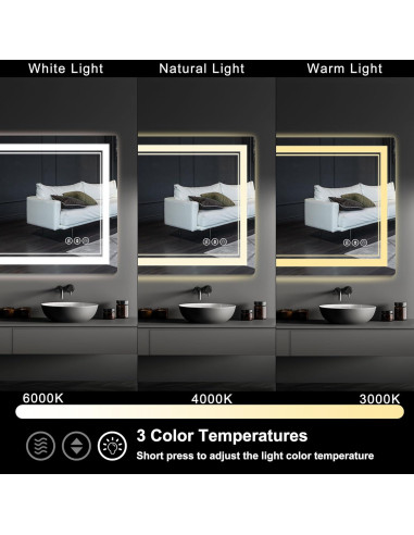 Espejo de Baño LED Aitila 71x50 cm Anti-vaho Regulable