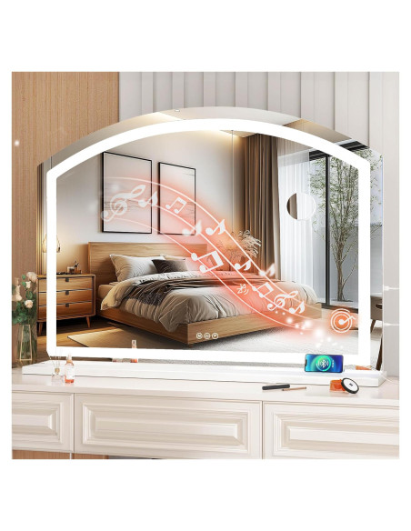 Espejo de tocador LED Hasipu Arqueado 81x61 cm con USB Espejo de tocador LED Hasipu Arqueado 81x61 cm con USB