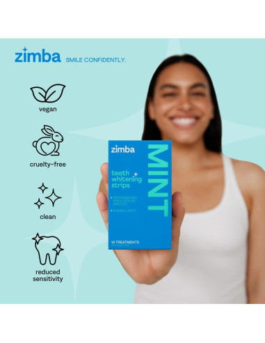 Tiras Blanqueadoras de Dientes Zimba Mint - 28 Tiras Veganas