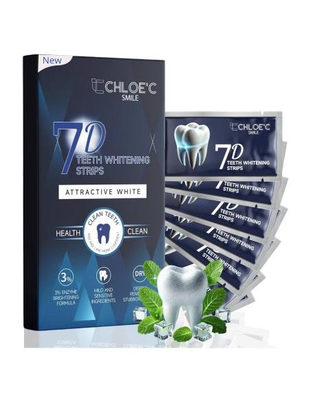 Tiras Blanqueadoras de Dientes Chloe'C | 7 Tratamientos Menta Tiras Blanqueadoras de Dientes Chloe'C | 7 Tratamientos Menta