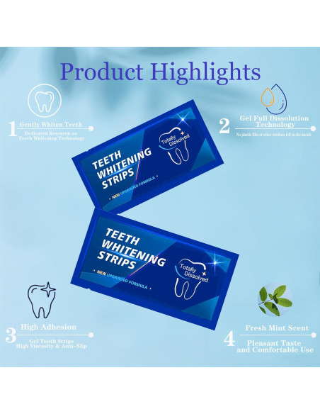 Tiras Blanqueadoras de Dientes Vatonezich - 50 Tiras Efectivas Tiras Blanqueadoras de Dientes Vatonezich - 50 Tiras Efectivas