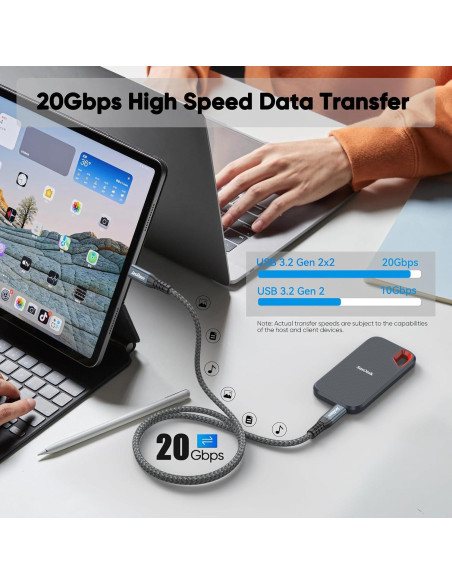 Cable USB C 0.91m JasRoum 3.2 Gen 2x2 20Gbps 240W 4K Cable USB C 0.91m JasRoum 3.2 Gen 2x2 20Gbps 240W 4K