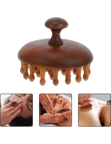 Peine de Madera de Sándalo Gatuida - Masajeador de Cuero Cabelludo