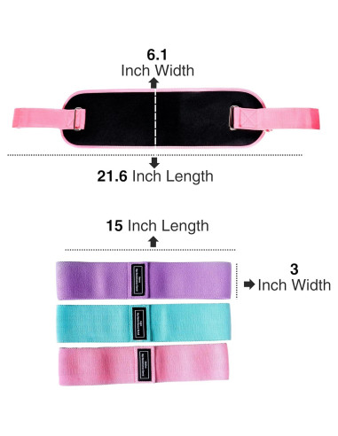 Cinturón de Hip Thrust Mingle Negro-Rosa + 3 Bandas Resistencia