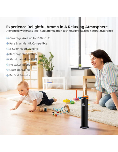 Difusor de Aroma Inalámbrico 2ndAroma HM002 120ml Negro Difusor de Aroma Inalámbrico 2ndAroma HM002 120ml Negro