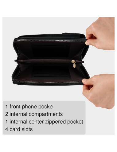 Bolso cruzado de cuero sintético para celular mujer - Negro