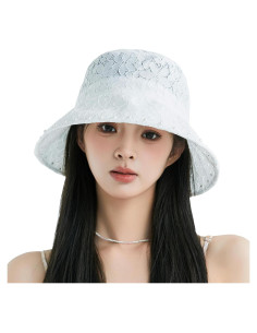 Sombrero de Sol de Ala Ancha para Mujer - Protección UV - Blanco