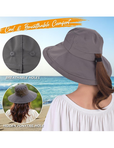 Sombrero de Sol EINSKEY UPF 50+ para Mujeres Plegable Gris