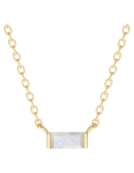 Collar de Piedra Lunar Arcoíris Oro 18K Plata Esterlina 925 Collar de Piedra Lunar Arcoíris Oro 18K Plata Esterlina 925