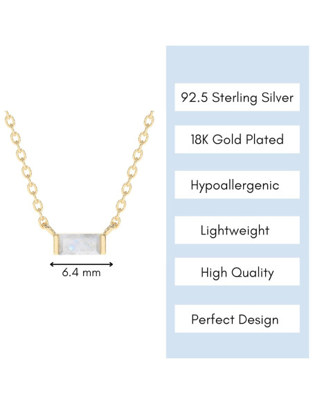 Collar de Piedra Lunar Arcoíris Oro 18K Plata Esterlina 925 Collar de Piedra Lunar Arcoíris Oro 18K Plata Esterlina 925