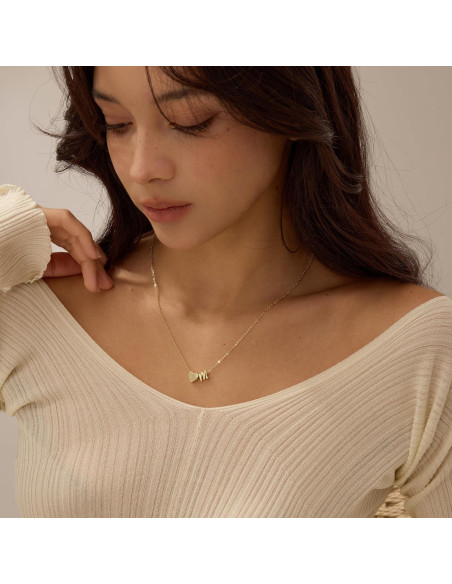 Collar Inicial de Corazón de Oro 14K para Mujeres Ajustable Collar Inicial de Corazón de Oro 14K para Mujeres Ajustable