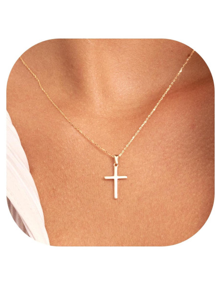 Collar Cruz Minimalista Oro 14K para Mujeres 40.64 cm Collar Cruz Minimalista Oro 14K para Mujeres 40.64 cm