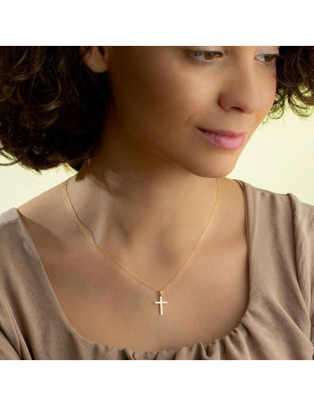 Collar Cruz Minimalista Oro 14K para Mujeres 40.64 cm Collar Cruz Minimalista Oro 14K para Mujeres 40.64 cm