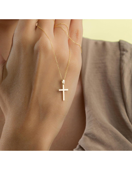 Collar Cruz Minimalista Oro 14K para Mujeres 40.64 cm Collar Cruz Minimalista Oro 14K para Mujeres 40.64 cm