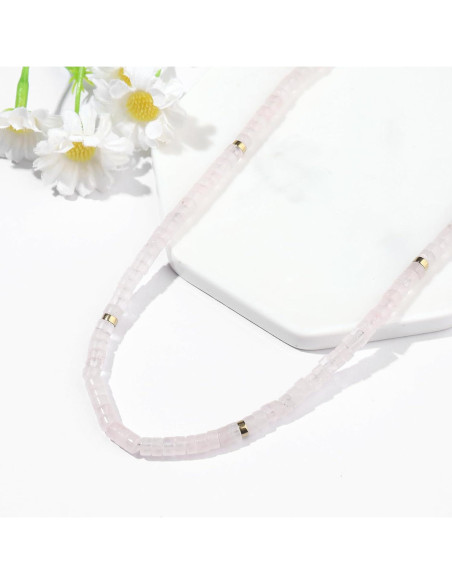 Collar Choker Dainty 14K Baño de Oro Cuarzo Rosa 39.88 cm Collar Choker Dainty 14K Baño de Oro Cuarzo Rosa 39.88 cm
