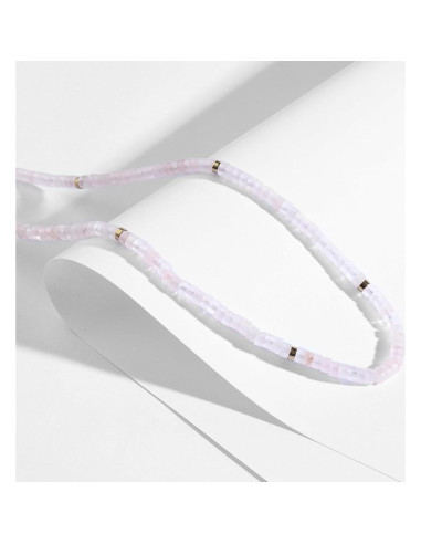 Collar Choker Dainty 14K Baño de Oro Cuarzo Rosa 39.88 cm
