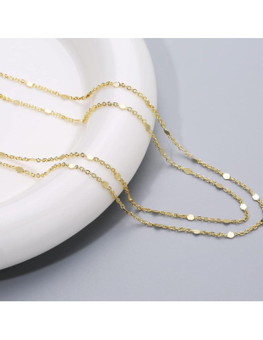 Collar Choker Delicado de Oro 14K para Mujeres 34.8 cm