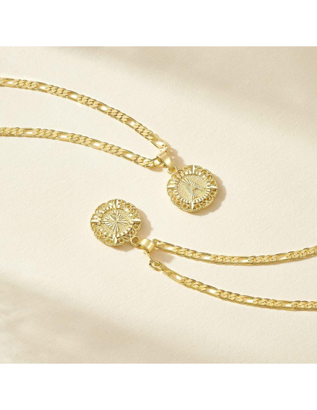 Collar Inicial KissYan Oro 14K con Cadena Figaro 50cm Collar Inicial KissYan Oro 14K con Cadena Figaro 50cm