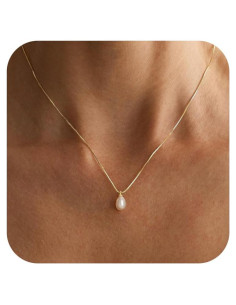 Collar de Perlas de Oro 14K para Mujeres 43.5 cm Elegante