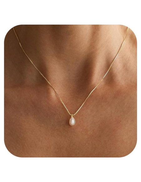 Collar de Perlas de Oro 14K para Mujeres 43.5 cm Elegante