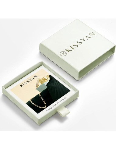 Collar Inicial KissYan Oro 14K con Cadena Figaro 50cm