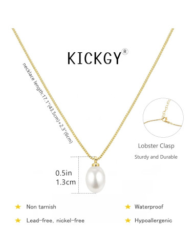 Collar de Perlas de Oro 14K para Mujeres 43.5 cm Elegante