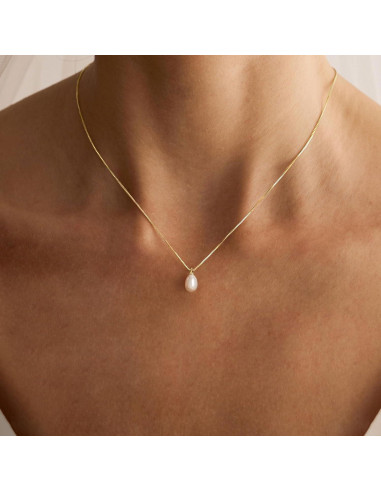 Collar de Perlas de Oro 14K para Mujeres 43.5 cm Elegante