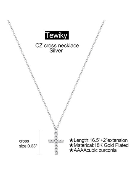Collar Cruz Tewiky para Mujeres - Baño de Oro 14K y Plata Collar Cruz Tewiky para Mujeres - Baño de Oro 14K y Plata