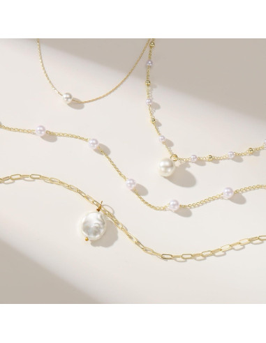Collar de Perlas Yoosteel para Mujeres - Baño de Oro 14K