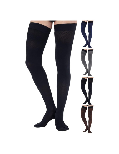 Medias de Compresión hasta el Muslo para Hombres - Absolute Support - X-Large - 20-30 mmHg - Negro