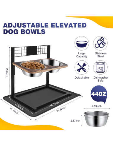 Cuencos Elevados para Perros Ciconira con Alimentador Lento 1.24L