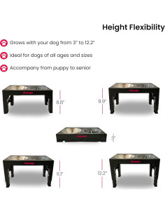 Soporte Elevado para Cuencos de Perro Oteengo con 2 Cuencos de Acero Inoxidable 2