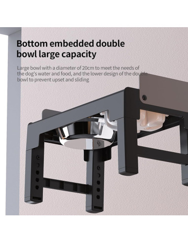 Soporte Elevado para Perros PAKEWAY con 2 Tazones Ajustable
