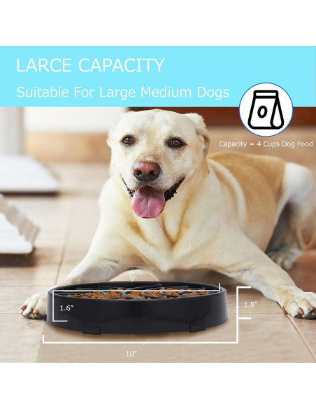 Tazón de Comida Lenta WHIPPY para Perros Grandes - Antideslizante, 24.5 cm, Negro Tazón de Comida Lenta WHIPPY para Perros Grandes - Antideslizante, 24.5 cm, Negro