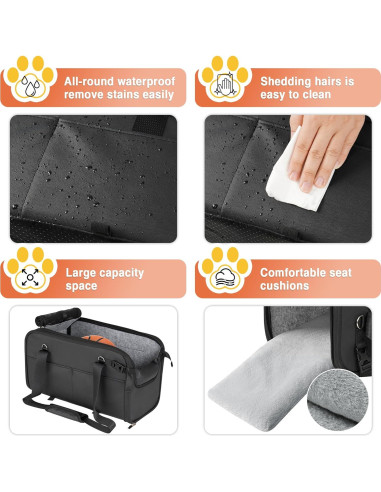 Asiento de Coche para Perros WOYYHO Negro 8.16 kg Impermeable