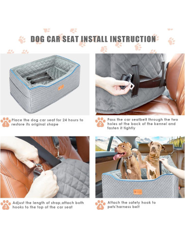 Asiento de Coche para Perros Grandes AlfaTok 75x50cm Gris