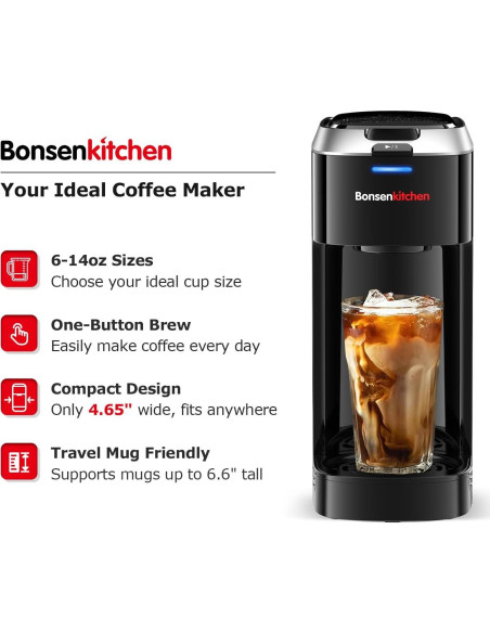 Cafetera de Una Taza Bonsenkitchen CM3302-V1 177-414ml Cafetera de Una Taza Bonsenkitchen CM3302-V1 177-414ml