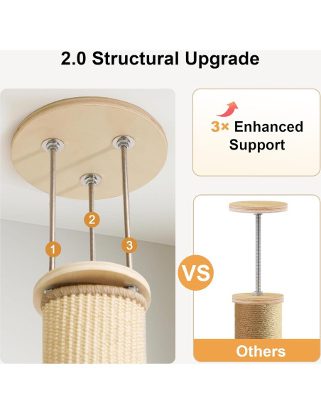 Árbol para Gatos de Pared FUKUMARU, Altura Ajustable 205-272 cm Árbol para Gatos de Pared FUKUMARU, Altura Ajustable 205-272 cm